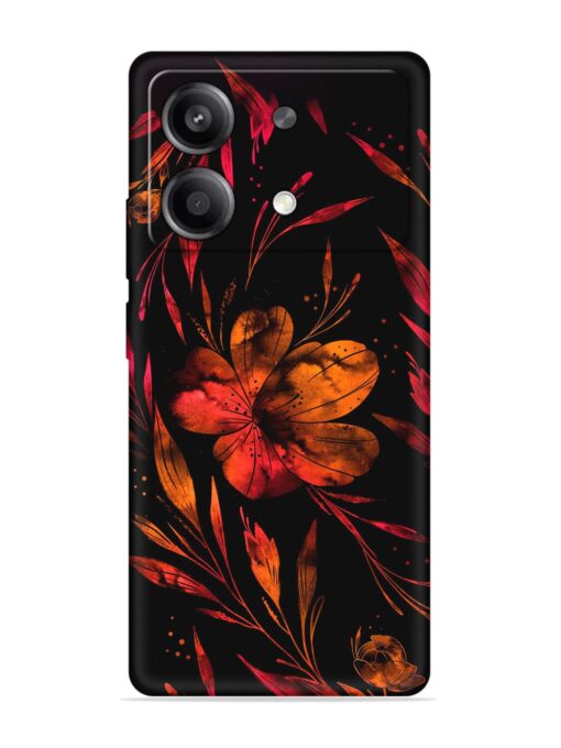 Red Flower Painting Embossed Soft Silicone Case for Poco X6 Neo (5G)