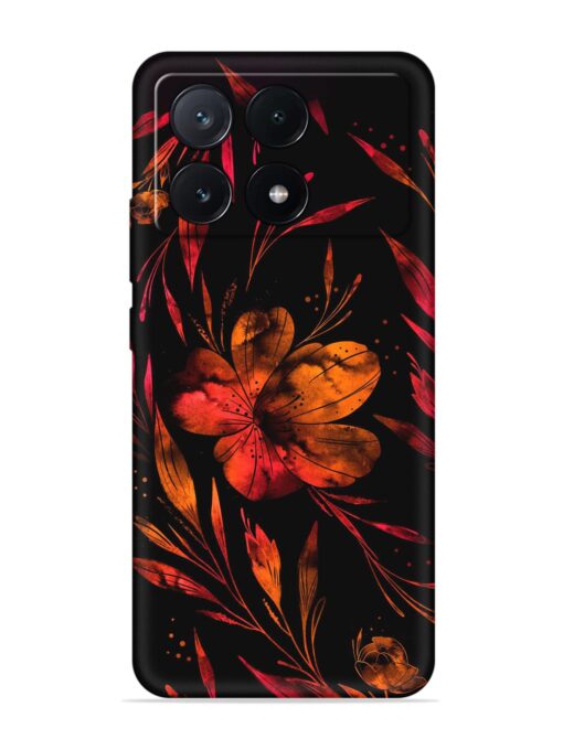 Red Flower Painting Embossed Soft Silicone Case for Poco X6 Pro (5G) Zapvi