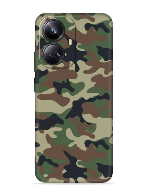 Army Military Camouflage Dark Green Embossed Soft Silicone Case for Realme 10 Pro Plus (5G) Zapvi