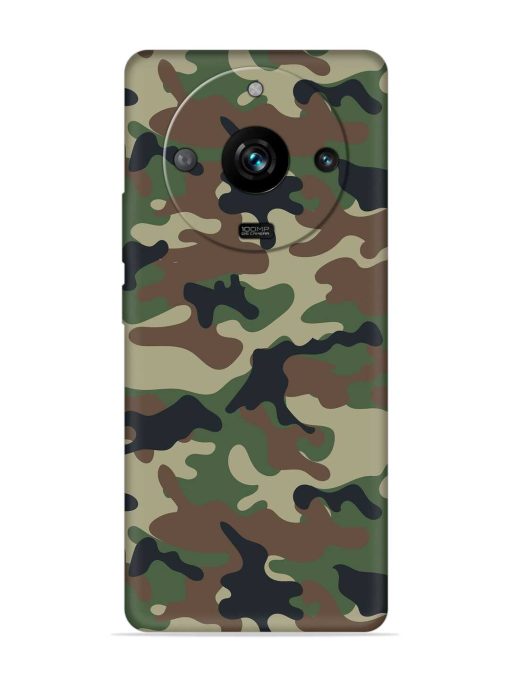 Army Military Camouflage Dark Green Embossed Soft Silicone Case for Realme 11 Pro (5G) Zapvi