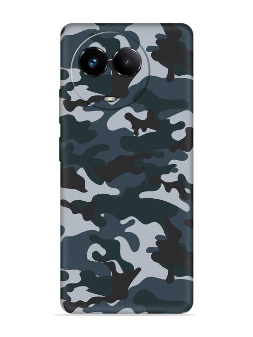 Dark Blue Army Military Art Embossed Soft Silicone Case for Realme 11X (5G)