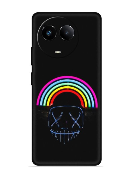 Mask Rainbow Embossed Soft Silicone Case for Realme 11X (5G) Zapvi