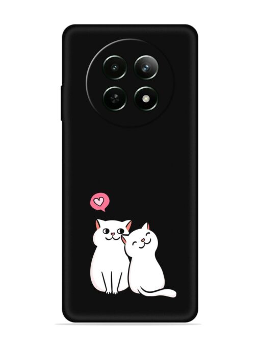 Cute Loving Cats Embossed Soft Silicone Case for Realme 12 (5G)