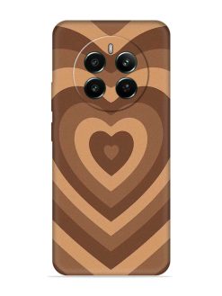 Brown Heart Embossed Soft Silicone Case for Realme 12 Plus (5G)