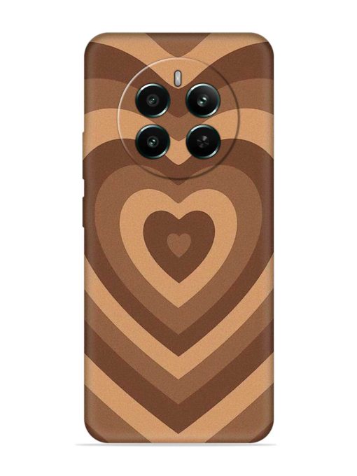 Brown Heart Embossed Soft Silicone Case for Realme 12 Plus (5G) Zapvi