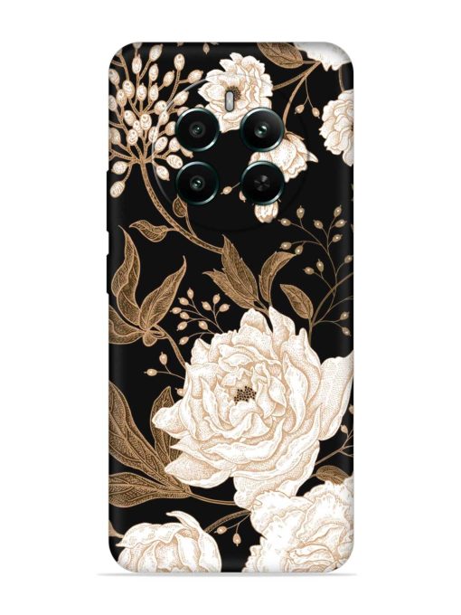 Peonies Roses Floral Embossed Soft Silicone Case for Realme 12 Plus (5G) Zapvi