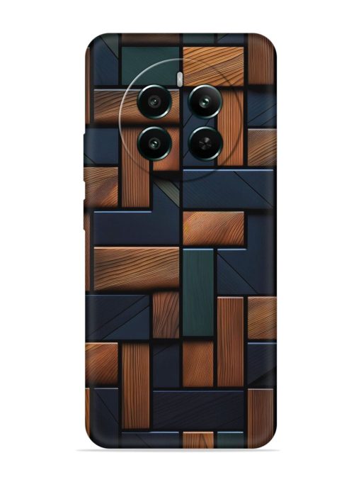 Wooden Background Cubes Embossed Soft Silicone Case for Realme 12 Plus (5G)