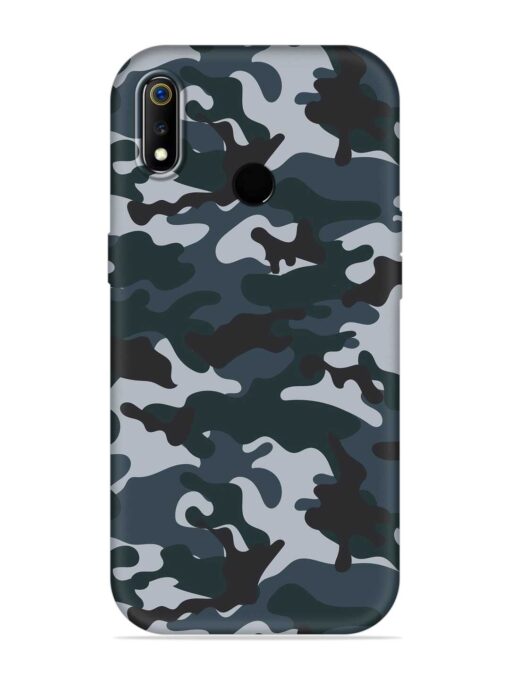 Dark Blue Army Military Art Embossed Soft Silicone Case for Realme 3 Zapvi