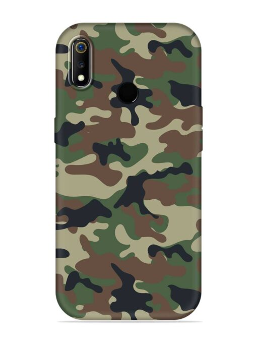 Army Military Camouflage Dark Green Embossed Soft Silicone Case for Realme 3 Zapvi