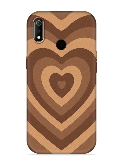 Brown Heart Embossed Soft Silicone Case for Realme 3 Zapvi