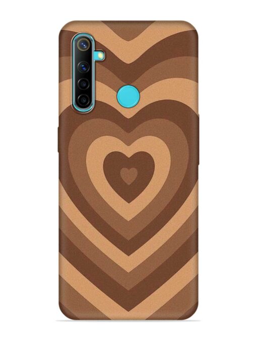 Brown Heart Embossed Soft Silicone Case for Realme 5 Zapvi