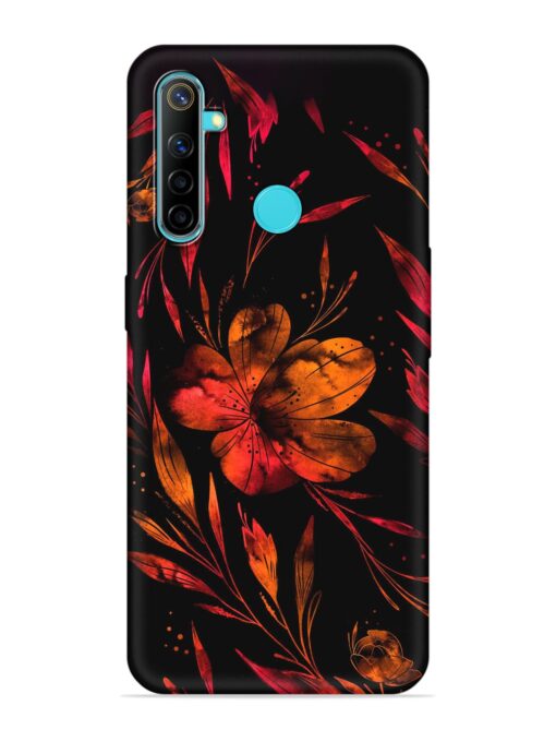 Red Flower Painting Embossed Soft Silicone Case for Realme 5