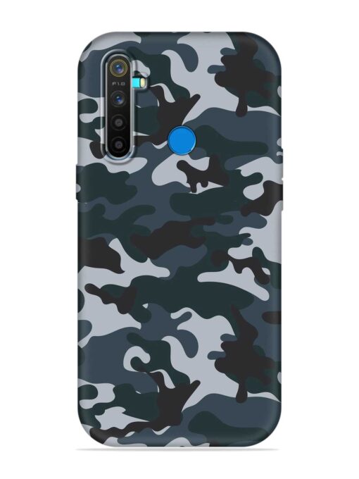 Dark Blue Army Military Art Embossed Soft Silicone Case for Realme 5 Pro Zapvi