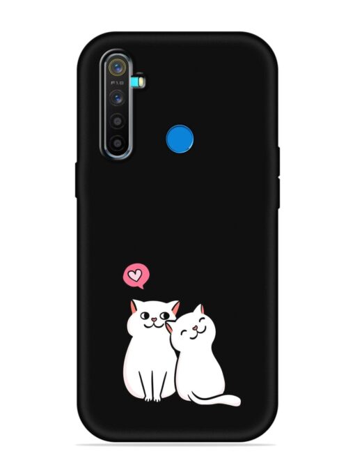 Cute Loving Cats Embossed Soft Silicone Case for Realme 5 Pro