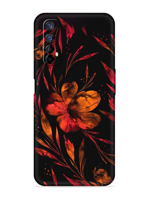 Red Flower Painting Embossed Soft Silicone Case for Realme 7