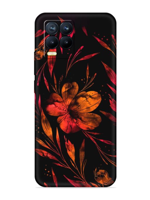 Red Flower Painting Embossed Soft Silicone Case for Realme 8 (4G)