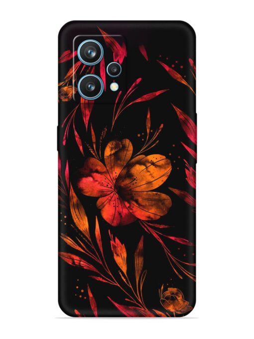 Red Flower Painting Embossed Soft Silicone Case for Realme 9 (4G)