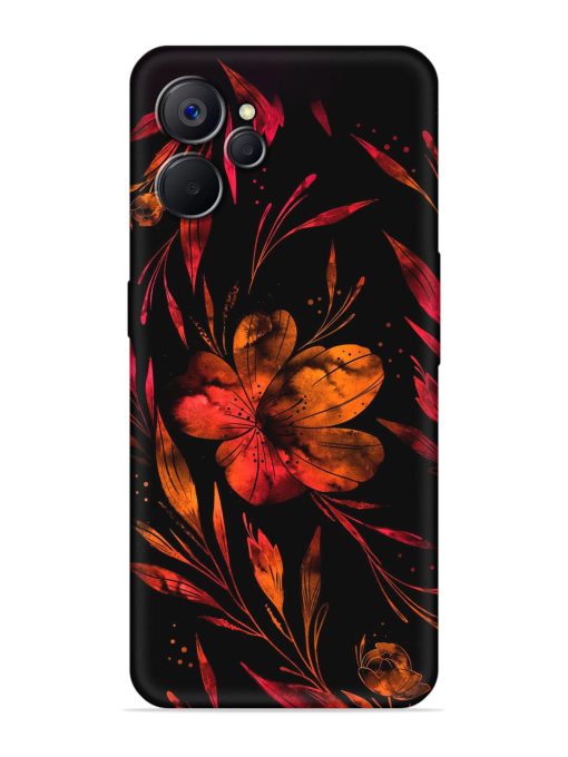 Red Flower Painting Embossed Soft Silicone Case for Realme 9I (5G)