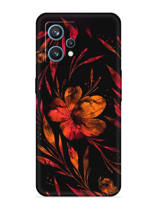 Red Flower Painting Embossed Soft Silicone Case for Realme 9 Pro (5G) Zapvi