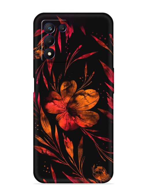 Red Flower Painting Embossed Soft Silicone Case for Realme 9 Se (5G) Zapvi