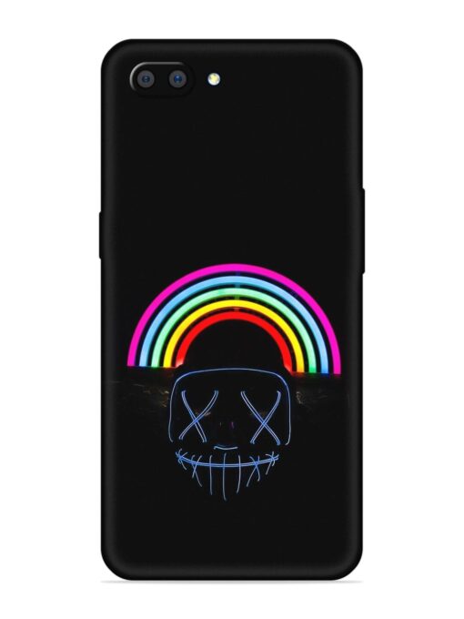 Mask Rainbow Embossed Soft Silicone Case for Realme C1 Zapvi