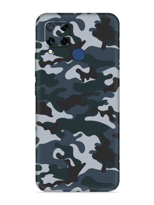 Dark Blue Army Military Art Embossed Soft Silicone Case for Realme C15 Zapvi