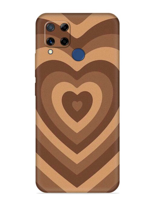 Brown Heart Embossed Soft Silicone Case for Realme C15 Zapvi