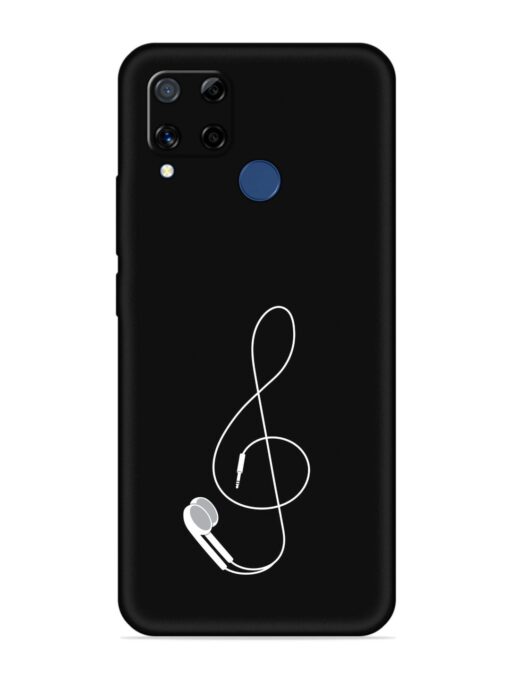 Music Earphone Vector Embossed Soft Silicone Case for Realme C15 Zapvi