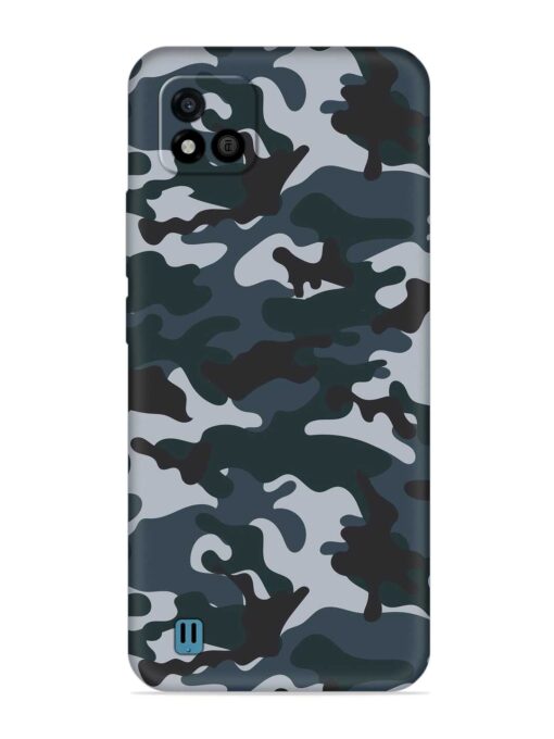 Dark Blue Army Military Art Embossed Soft Silicone Case for Realme C20 Zapvi