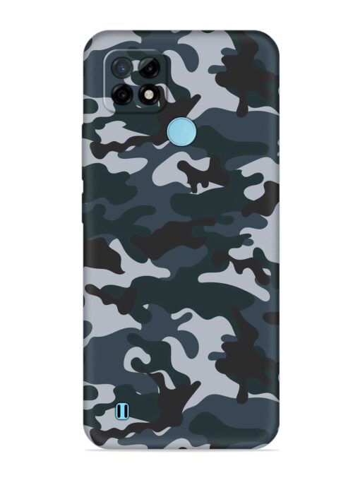 Dark Blue Army Military Art Embossed Soft Silicone Case for Realme C21 Zapvi