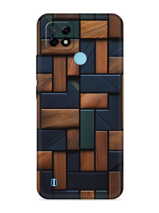 Wooden Background Cubes Embossed Soft Silicone Case for Realme C21 Zapvi