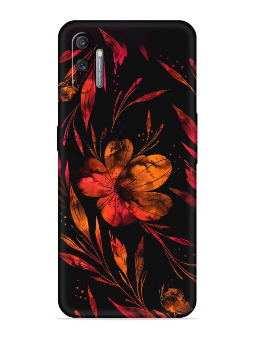 Red Flower Painting Embossed Soft Silicone Case for Realme C3