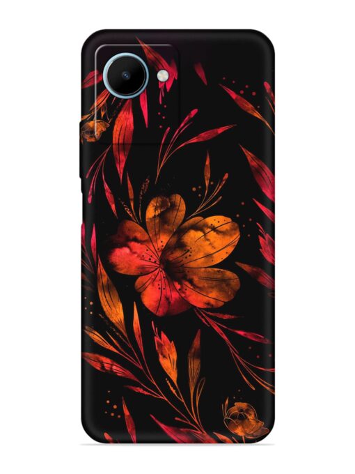 Red Flower Painting Embossed Soft Silicone Case for Realme C30S