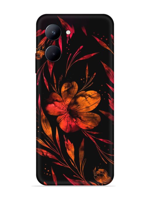 Red Flower Painting Embossed Soft Silicone Case for Realme C33 (2023)