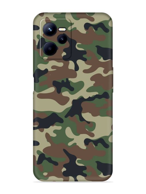 Army Military Camouflage Dark Green Embossed Soft Silicone Case for Realme C35