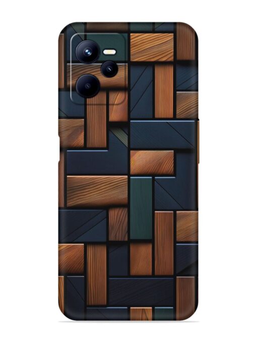 Wooden Background Cubes Embossed Soft Silicone Case for Realme C35 Zapvi