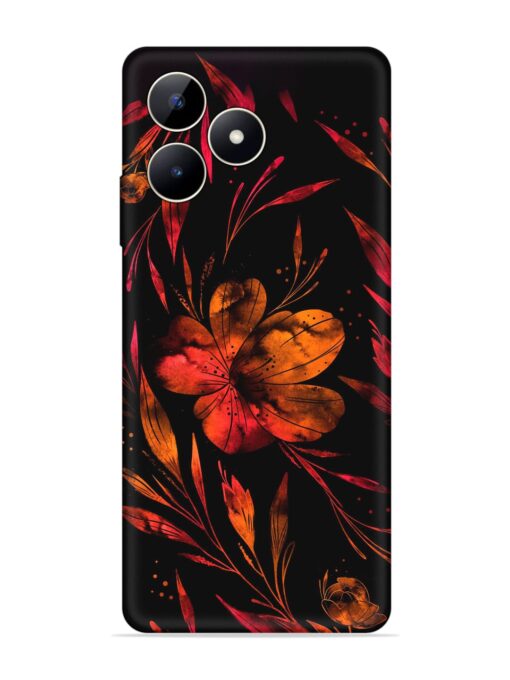 Red Flower Painting Embossed Soft Silicone Case for Realme C53 Zapvi