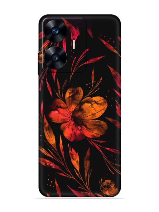 Red Flower Painting Embossed Soft Silicone Case for Realme C55