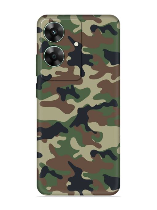 Army Military Camouflage Dark Green Embossed Soft Silicone Case for Realme C61 Zapvi