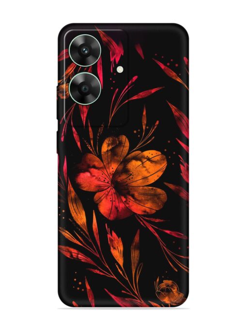 Red Flower Painting Embossed Soft Silicone Case for Realme C61 Zapvi