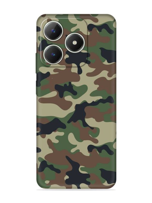 Army Military Camouflage Dark Green Embossed Soft Silicone Case for Realme C63 Zapvi