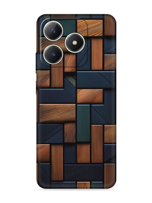 Wooden Background Cubes Embossed Soft Silicone Case for Realme C63 Zapvi