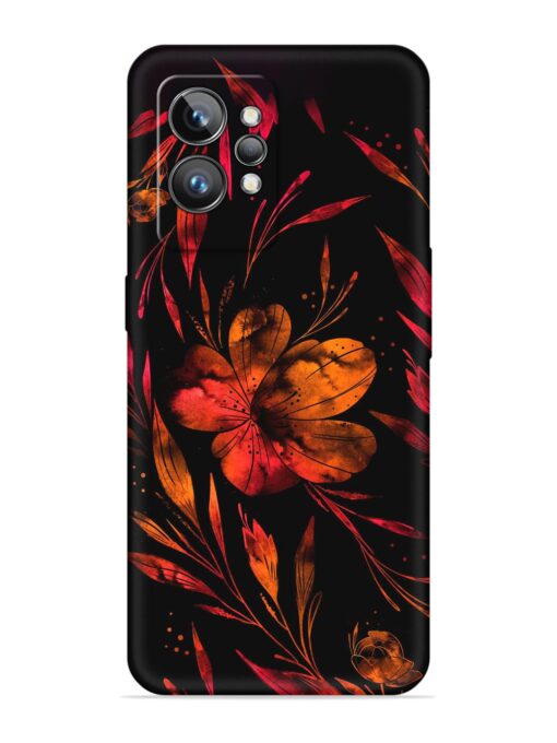 Red Flower Painting Embossed Soft Silicone Case for Realme Gt 2 Pro