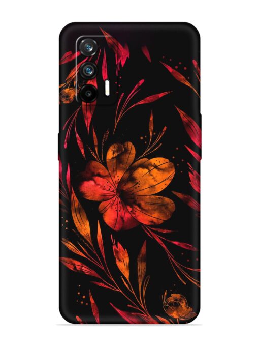 Red Flower Painting Embossed Soft Silicone Case for Realme Gt (5G)