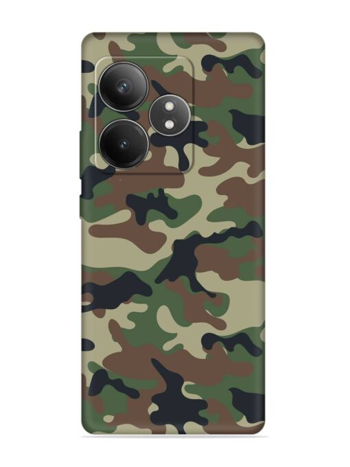 Army Military Camouflage Dark Green Embossed Soft Silicone Case for Realme Gt 6T (5G) Zapvi