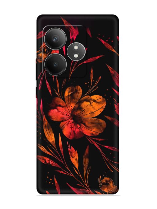 Red Flower Painting Embossed Soft Silicone Case for Realme Gt 6T (5G) Zapvi