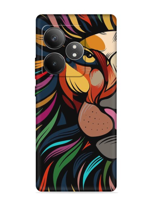 Trippy Lion Art Embossed Soft Silicone Case for Realme Gt 6T (5G)