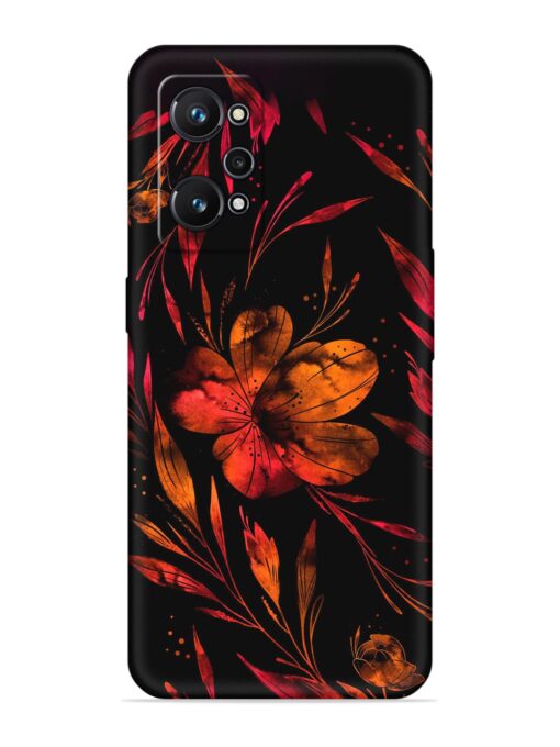 Red Flower Painting Embossed Soft Silicone Case for Realme Gt Neo 2