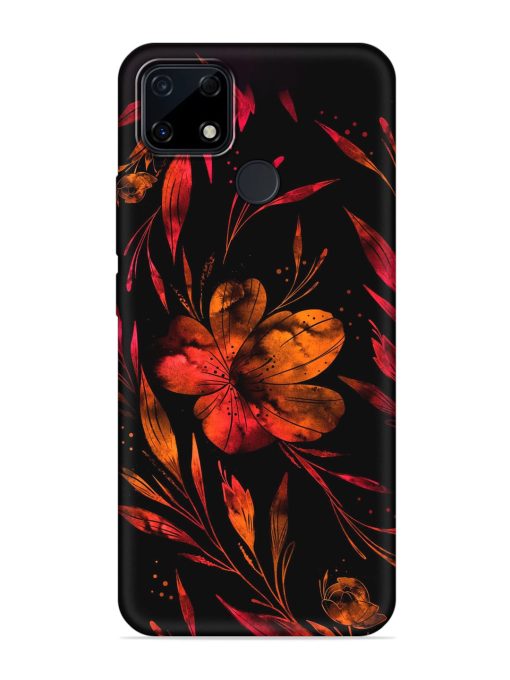 Red Flower Painting Embossed Soft Silicone Case for Realme Narzo 30A Zapvi