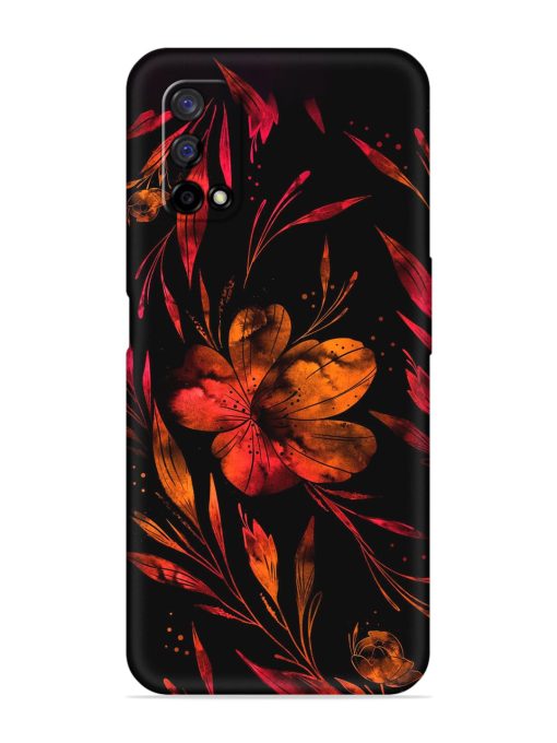 Red Flower Painting Embossed Soft Silicone Case for Realme Narzo 30 Pro (5G)